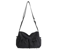 Plaid Nylon Hobo Bag Drawstring Crossbody Shoulder Bag Slouchy Crescent Messenger Purse with Adjustable Shoulder Straps
