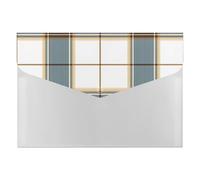 Plaid Pattern Blue Brown White Portable File Organizer with Multiple Pockets, Accordion Expanding Folder for Desk Supplies