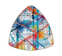 Plaid Pattern Crossing Lines and Thin Stripes Microfiber Leather Triangular Coasters