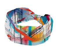 Plaid Pattern Crossing Lines and Thin Stripes Sports Headbands for Women, Elastic Sports Hair Bands Nurse Wide Turban for Workouts Yoga Gym Tennis