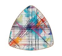Plaid Pattern Crossing Lines Thin Stripes Microfiber Leather Triangular Coasters