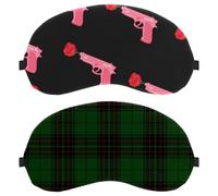 Plaid Pattern Green Red Christmas 2-Pack Eye Patch and Eye Masks Set, Light-Blocking, Soft, Breathable Sleep Mask Kit