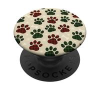 Plaid Paw Print Dog Pattern Cozy Christmas Pet Lover PopSockets Adhesive PopGrip