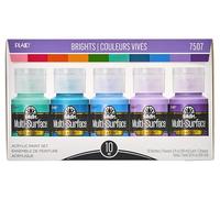 Plaid PE7507 Folk Art Multi-Surface Satin Acrylic Paint Set, 10 Pieces, brights