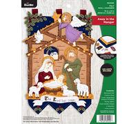 Plaid PE89220E Bucilla Away in The Manger Wall Hanging with Lights Seasonal Felt Home Décor Kit