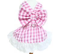Plaid Pet Dress - Cute Dog & Cat Checkered Outfit (Pink, X-Large)