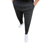 Plaid&Plain Men’s Slim Fit Khaki Pants Slim Fit Solid Color Skinny Trousers Men's Fashion Stretch Dress Pants