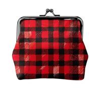 Plaid Red and Black 1 Print Compact Coin Purse Exquisite Kiss Lock Wallet Cute Mini Pouch Coins Cards Wallet