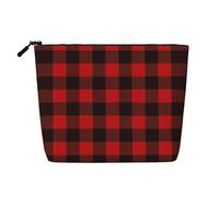 Plaid Red and Black A Versatile Travel Makeup Bag, Ideal for Daily Routines and Business Journeys