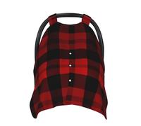 Plaid Red and Black Baby Car Seat Canopy Cover, Multi Use Breathable Nursing Breastfeeding Covers for Mom Soft Stroller Sun Shade Newborn Shower Gift