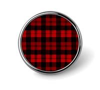 Plaid Red And Black Badge,Comfort Light in Weight Round Emblem Cute Funny Decor Brooch Smooth Does Not Fade Badges for Hats Jackets Coat Shirt