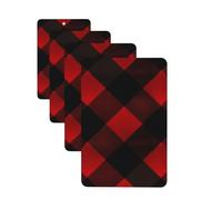 Plaid Red and Black Car Air Fresheners Cards 4 Pcs Hanging Fragrance Scented Cards Long-Lasting Car Aromatherapy Tablets for Wardrobe Bathroom Car Interior Mirror Pendant Gifts