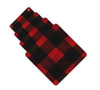 Plaid Red and Black Car Air Fresheners Cards 4 Pcs Hanging Fragrance Scented Cards Long-Lasting Car Aromatherapy Tablets for Wardrobe Bathroom Car Interior Mirror Pendant Gifts