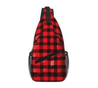Plaid Red and Black Crossbody Sling Bag Crossbody Shoulder Chest Bag Shoulder Strap Waist Fanny Pack Men Women