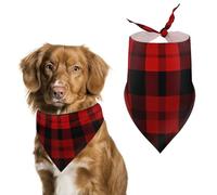 Plaid Red and Black Dog Bandana Triangle Dog Scarf Washable Polyester Dog Bibs Cute Pet Bandana for Medium Large Dogs Puppy and Cats
