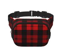 Plaid Red and Black Fanny Pack Adjustable Crossbody Bag Large Waist Bag Travel Belt Bag Unisex Bum Bag