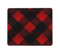 Plaid Red and Black Mouse Pad Waterproof Gaming Mousepad for Office Computer Mousepads for Desk Pad with Non-Slip Rubber Base Washable Cloth Mouse Mat 7.9 x 9.5 in