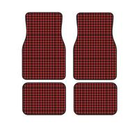 Plaid Red and Black Print Car Floor Protection Set 4 Pieces Foot Mat Fit Vehicle Anti-Slip Cushion Waterproof