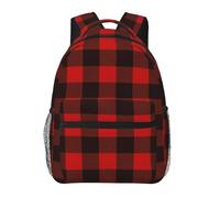 Plaid Red And Black Print Casual Daily Bookbag, 20 * 29 * 40cm Durable Basic Backpack For Travel And Vacation Classics Daypack