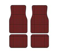 Plaid Red and Black Print Vehicle Accessories Foot Mat Set 4 Pieces Floor Mats Protection Vans Sedans Trucks