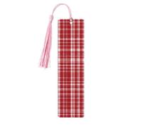 Plaid Red and Black Print Wooden Bookmarks Beautiful Notebook Accessories for Men Women Book Lovers