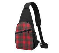Plaid Red and Black Printed Chest Bag Sling Bag for Men Women, Outdoor Crossbody Fanny Packs Hiking Chest Packs Sport Daypacks