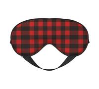 Plaid Red and Black Printing Versatile Sleep Eye Cover Soft Eye Mask Reversible for Meditation & Travel Eye Mask Unisex