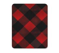 Plaid Red and Black Rubber Mouse Pad