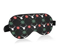Plaid Reindeer Christmas Pattern Breathable Sleeping Eyes Mask, Cool Feeling Eye Sleep Cover for Summer Rest, Elastic Contoured Blindfold for Women & Men Travel