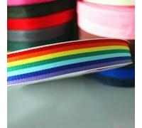 Plaid Ribbon for Craft 10MM Polyester 25 Yard Spain Grosgrain Ribbon Decoration for Butterfly Hair Clip Red Yellow 6 Color-Colorful as Photo-S