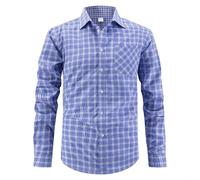 Plaid Shirts Men Cotton Long Sleeve Lumberjack Button Down Dress Shirts Plaid Regular Fit Business Work Formal Shirts with Pocket CkeckedMens Tops Size S-3XL Sky Blue