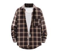 Plaid Shirts Men Long Sleeve Shirt Jackets Regular Fit Shacket with Chest Pocket Button up Designer Checked Overshirt Casual Classic Workwear Comfortable Youth Tops Plus Size
