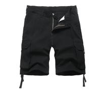 Plaid Shorts Men Classic Regular Fit Plaid Cargo Short Multi-Pocket Outdoor Shorts, Black, 38
