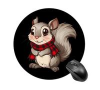 Plaid Squirrel Mouse Pad Round Mouse Mat Non-Slip Mousepad for Home Office