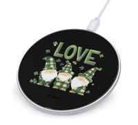 Plaid St Day Patricks LoveGnomes Wireless Charger with USB Cable Portable Wireless Charging Pad Compatible with iPhone Galaxy Series