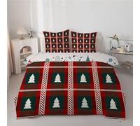 Plaid Stripes King Size Duvet Anti Allergy Coverless Duvet King Size for All Seasons - 7.5 Tog Squirrel Reversible Bed Quilts Set - Soft & Washable Red Bedding Comforter with 2 Pillowcases