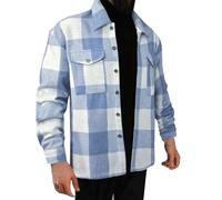 Plaid Winter Jackets For Men - Thick Shirts For Men Lined Flannel Shirts Warm Winter Thick Button Down Jacket With Breast Pockets Checked Shirt Mens Quilted Work Wear Warm Thermal Tops