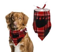 Plaid with Black And White Moose And Bears Dog Bandanas Puppy Cat Kerchief Scarf Pet Triangle Bandana for Christmas