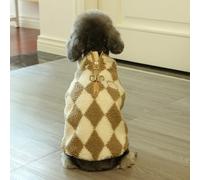 Plaid Wool Dog Coat with Leash Loop - Warm Winter Dog Sweater, Suitable for Chihuahuas, Yorkshire Terriers and Other Breeds(Brown,Medium)