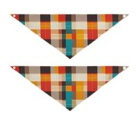 Plaids Checkered Cartoon Style Dog holiday bandanas Unique Shape Adjustable Fit Soft Dog Scarf Cute Pet Holiday Set for Dogs Cats M