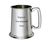 Plain 1 Pint Pewter Tankard - Classic Traditional British Beer Mug - Timeless Straight-Sided Design - Also Engraving