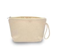 Plain 100% Cotton Canvas Multi-Purpose Wash, Toiletry, Cosmetic, Make Up Bag, Pencil, Stationary, School, Arts & Crafts Case Bag with Handle Loop - Natural Off White - Pack of 3