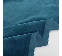 Plain 100% Cotton Velvet Super Soft Plush Pile Clothing Home Décor Upholstery Backdrop Tablecloth Curtains Fabric Material | 42" - 108 cm Wide (per Metre, Teal Blue)