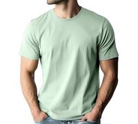 Plain 100% Soft Organic Cotton Short Sleeve Tee Sage Green Premium Round Neck Casual T-Shirt(SageGrn, 2XL)