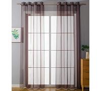 Plain 20332-cn2 Set of 2 Eyelet Curtains 145 x 140 cm Brown Eyelet Curtains with Eyelets Lead Band Closure Living Room