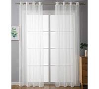 Plain 20332-cn2 Transparent Eyelet Curtains H x W 145 x 140 cm White Eyelet Curtains for Living Room