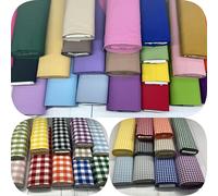 Plain and Gingham Polycotton Fabric by per Meter (Plain Turquoise, 2 Meters)