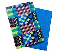 Plain and Pattern Ghana Kente African Fabrics for Sewing Dresses by The Yard Dress, Tie and Dye Cotton Print Adire Wax for Arts and Crafts Material Bag Making Patchworks Quilting Fabrics (Blue)