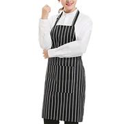 Plain Apron Two Front Pocket Chefs Butchers BBQ Kitchen Cooking Craft Baking Black Stripe
