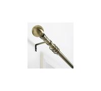 (Plain Ball Antique Brass, 120-210 cm (48" - 83" In).) Extendable Metal Curtain Poles Curtain Rods & Hold Backs Pair with Rings Finials & Rod Fittings